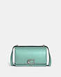 COACH®,BANDIT CROSSBODY,Leather,Mini,Silver/Faded Blue,Front View