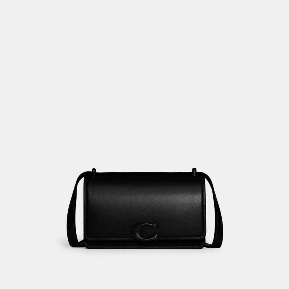 COACH®,BANDIT CROSSBODY BAG,Luxe Refined Calf Leather,Mini,Matte Black/Black,Front View