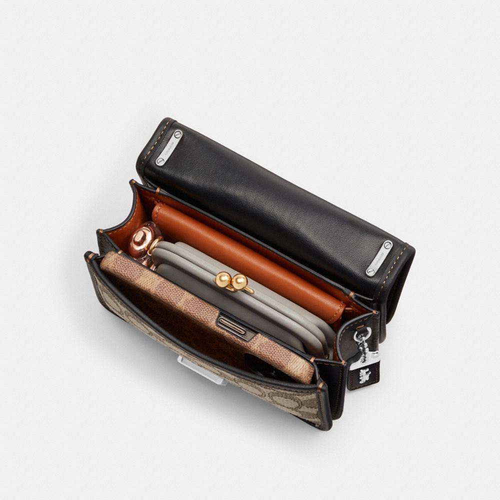 COACH®,Bandit Crossbody Bag In Signature Textile Jacquard,Recycled Polyester,Crossbody,Color Block,Piping,Adjustable,Silve...,Multi Color,Inside View, Top View