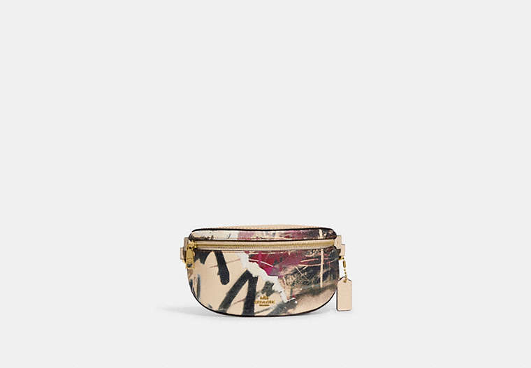 COACH®,COACH X MINT + SERF BETHANY BELT BAG,Refined Pebble Leather,Small,Brass/Ivory Multi,Front View