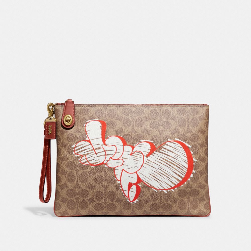 Grand wristlet à verrou tournant en toile signature Coach X Mint + Serf