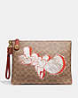 COACH®,COACH X MINT + SERF LARGE TURNLOCK WRISTLET IN SIGNATURE CANVAS,Signature Coated Canvas,Mini,Brass/Tan Multi,Front View