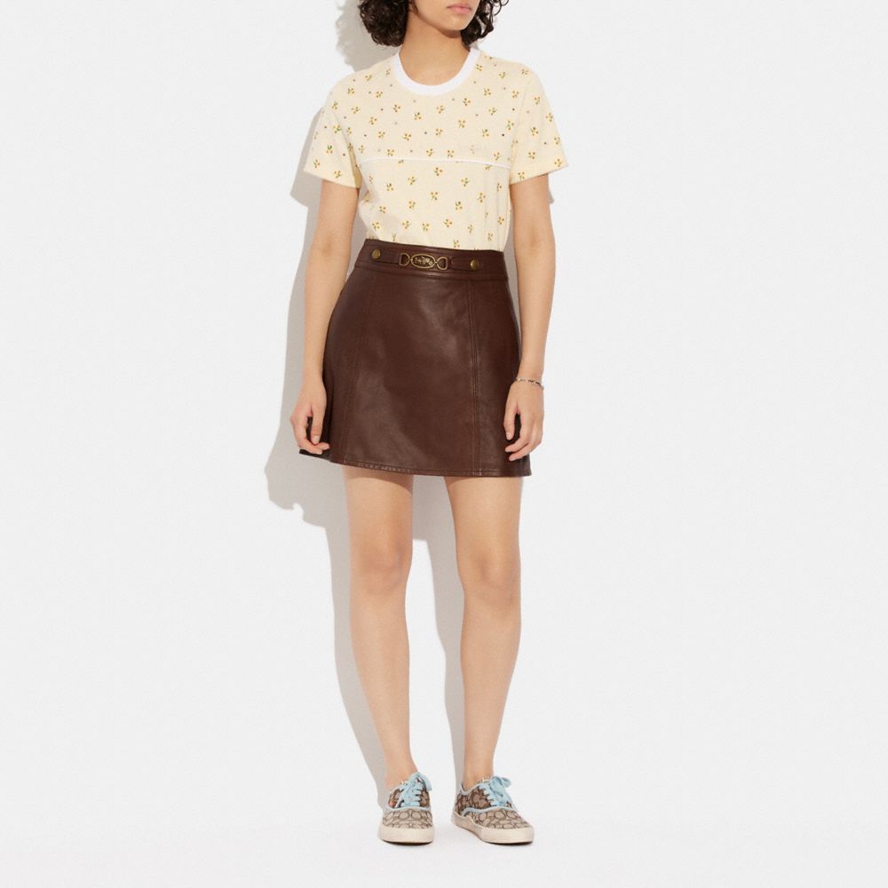 COACH®,LEATHER MINI SKIRT,Leather,Brown,Scale View