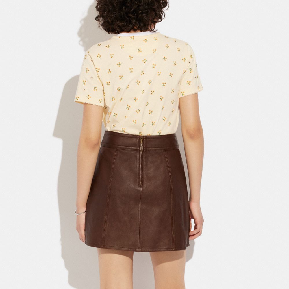 COACH®,LEATHER MINI SKIRT,Leather,Brown,Scale View