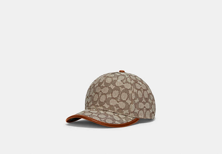COACH®,SIGNATURE JACQUARD BASEBALL CAP,Cocoa,Front View