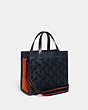 COACH®,FIELD TOTE 22 WITH HORSE AND CARRIAGE,Smooth Leather,Medium,Pewter/Midnight Navy,Angle View