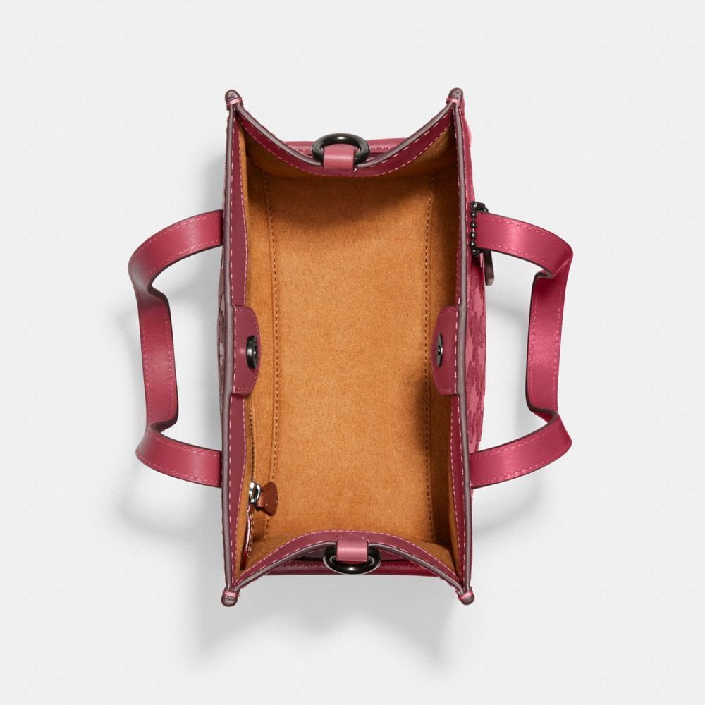 COACH®,Field Tote 22 With Horse And Carriage,Calfskin Leather,Suede,Leather,Tote,Logo,Stripe,Mixed Media,Color Block,Gusse...,Maroon,Inside View,Top View