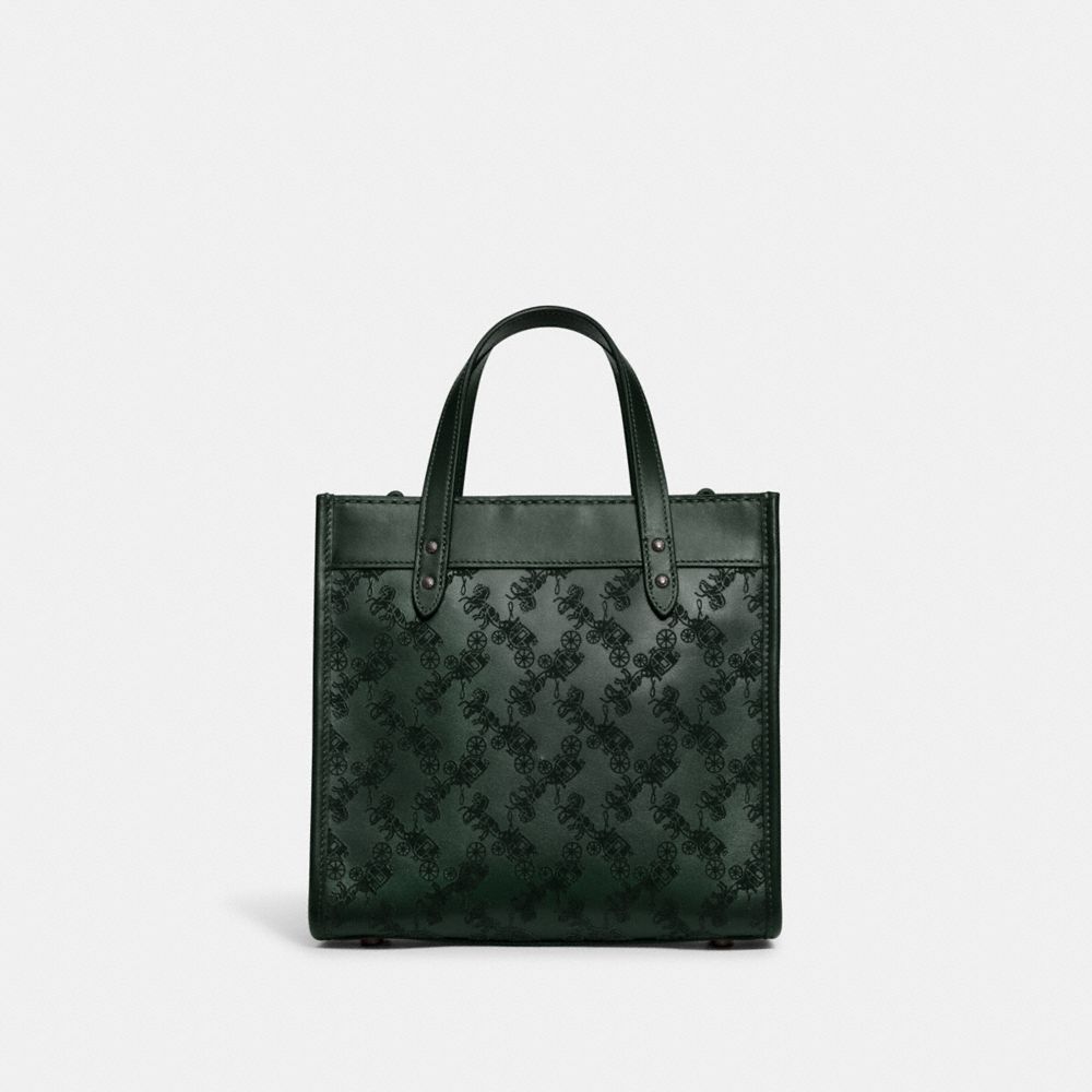 COACH®,Field Tote 22 With Horse And Carriage,Calfskin Leather,Suede,Leather,Tote,Logo,Stripe,Mixed Media,Color Block,Gusse...,Black,Back View