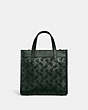 COACH®,FIELD TOTE 22 WITH HORSE AND CARRIAGE,Smooth Leather,Medium,Pewter/Amazon Green,Back View