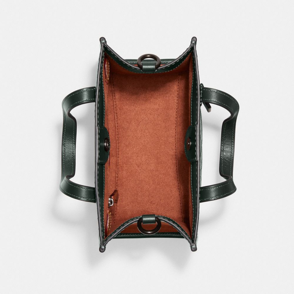 COACH®,Field Tote 22 With Horse And Carriage,Calfskin Leather,Suede,Leather,Tote,Logo,Stripe,Mixed Media,Color Block,Gusse...,Black,Inside View,Top View