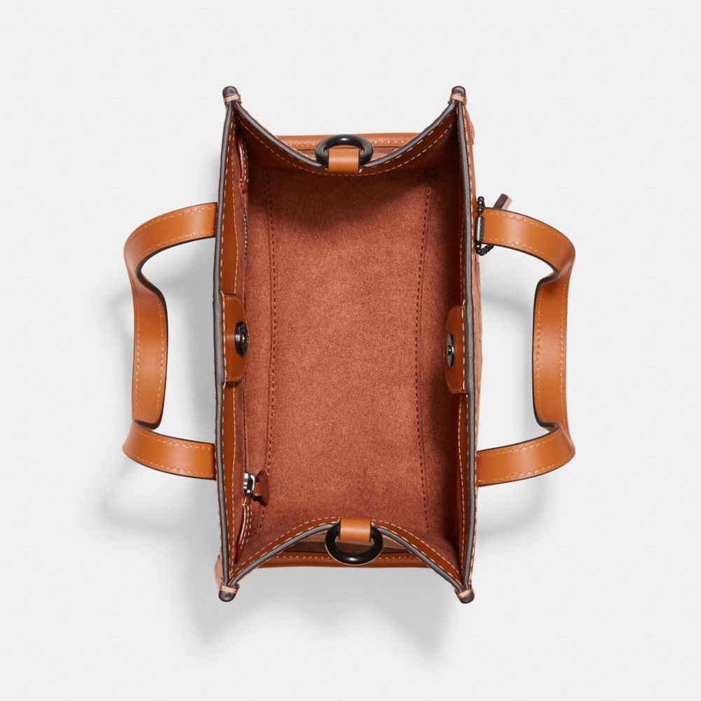 COACH®,Field Tote 22 With Horse And Carriage,Calfskin Leather,Suede,Leather,Tote,Logo,Stripe,Mixed Media,Color Block,Gusse...,Brown,Inside View,Top View