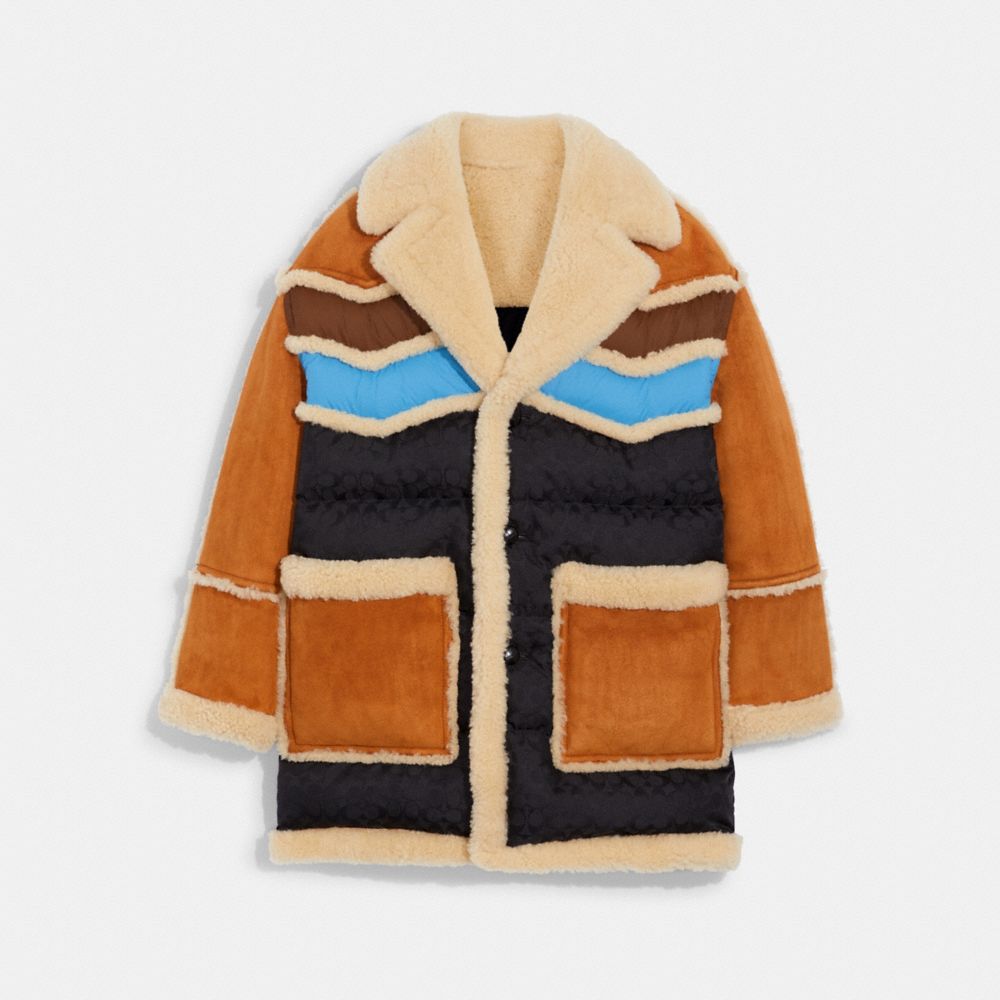 Wool shearling store coat coach