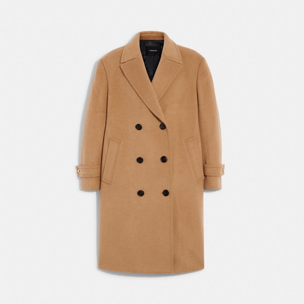 COACH® | Long Wool Coat In Recycled Wool Blend