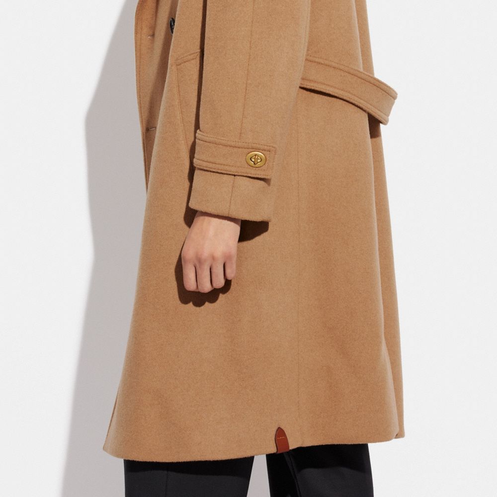 COACH® | Long Wool Coat In Recycled Wool Blend