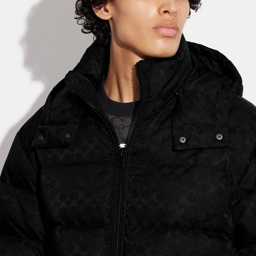 HOODED PUFFER JACKET - Black