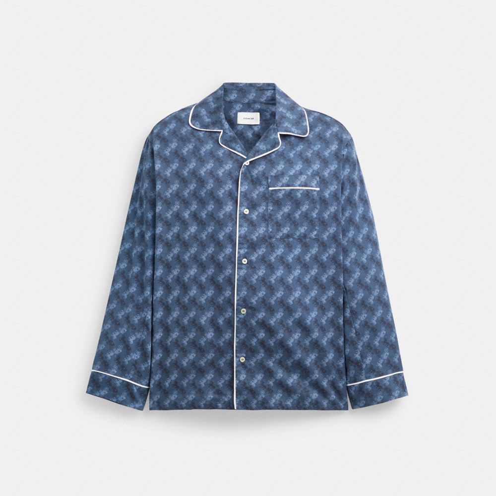 Louis Vuitton x Supreme Navy Blue Monogram Jacquard Satin Pajama Shirt L Louis  Vuitton