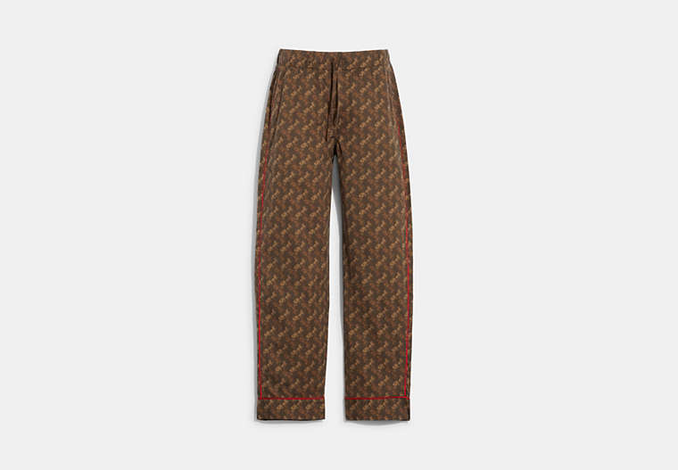 COACH®,PAJAMA BOTTOMS,cotton,Brown Red,Front View