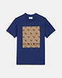 COACH®,SIGNATURE REXY T-SHIRT IN ORGANIC COTTON,Organic Cotton,Rexy,Navy,Front View