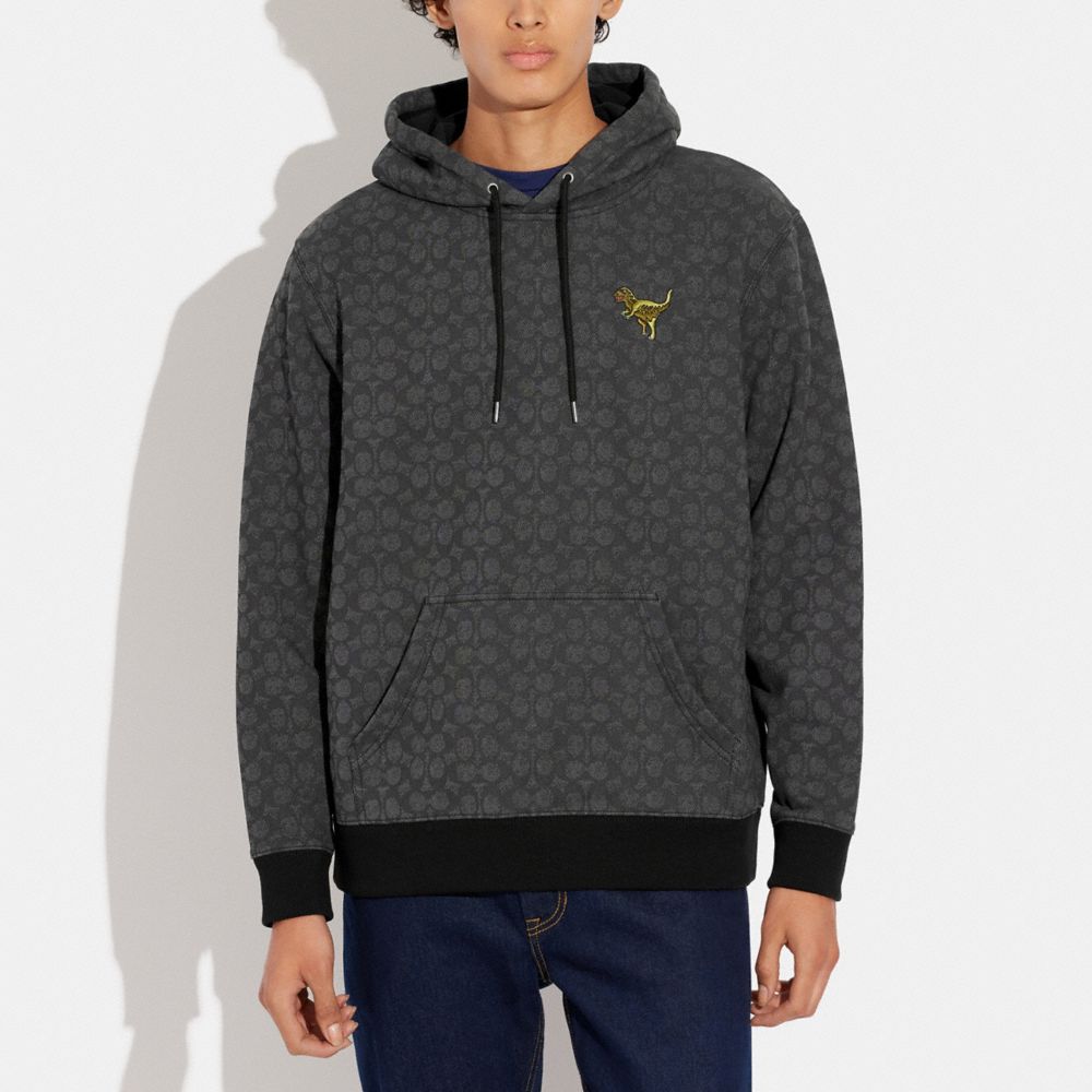 COACH®,SIGNATURE REXY HOODIE,Rexy,Charcoal Sig C,Scale View