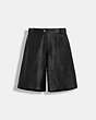 COACH®,LEATHER SHORTS,Leather,Solid Black,Front View