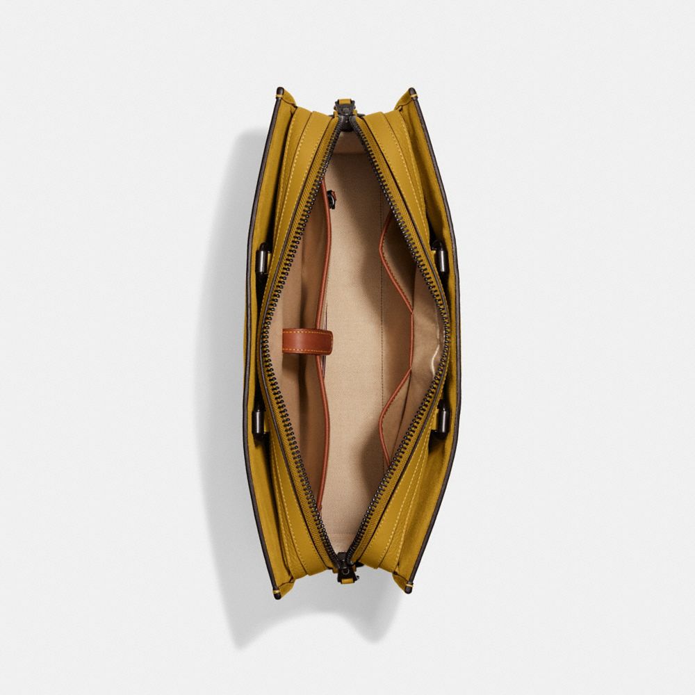 COACH®,Rogue Brief In Regenerative Leather,Leather,Briefcase,Logo,Metal,Work,,Inside View,Top View