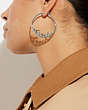 COACH®,LOGO SCRIPT HOOP EARRINGS,Brass,Silver/Crystal,Detail View