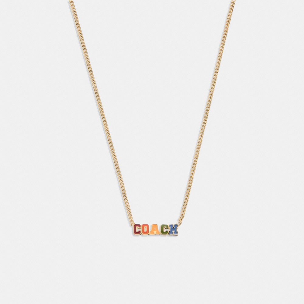 COACH®,LOGO VARSITY NECKLACE,Gold/Multi,Front View