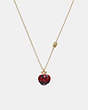 COACH®,DISNEY X COACH POISON APPLE NECKLACE,Brass,Gold/Red,Inside View,Top View