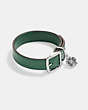 COACH®,TEA ROSE BUCKLE CHARM LEATHER BRACELET,Silver/Green,Front View