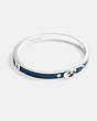 COACH®,SIGNATURE THIN BUCKLE BANGLE,enamel,Silver/Blue,Front View