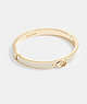 COACH®,SIGNATURE THIN BUCKLE BANGLE,enamel,Gold/Chalk,Front View