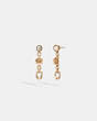 COACH®,SIGNATURE AND STONE LINEAR EARRINGS,Brass,Gold/Black Diamond,Front View