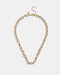 COACH®,SIGNATURE AND STONE CHAIN NECKLACE,Brass,Gold/Black Diamond,Front View