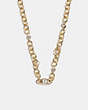 COACH®,SIGNATURE AND STONE CHAIN NECKLACE,Brass,Gold/Black Diamond,Inside View,Top View