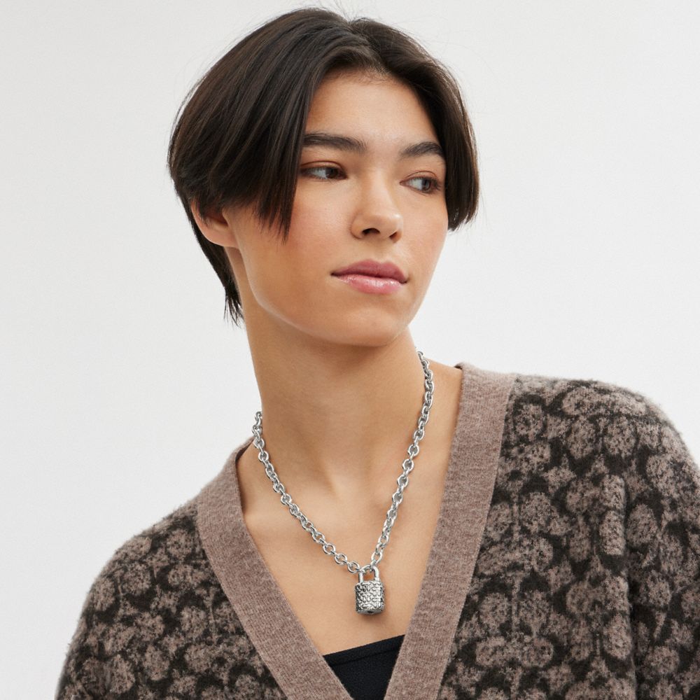 COACH® | Quilted Padlock Chain Necklace