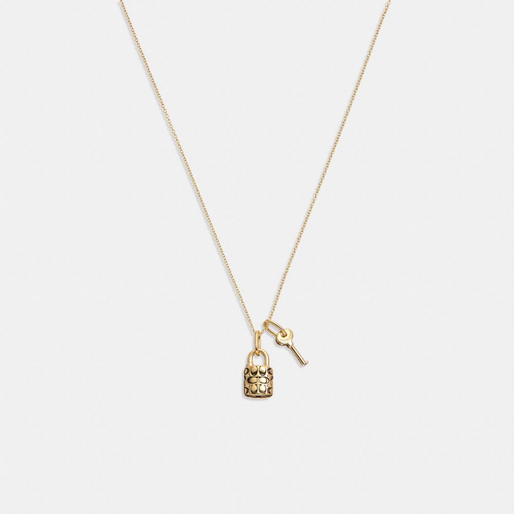 COACH®: Quilted Padlock Key Pendant Necklace