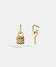 COACH®,QUILTED PADLOCK KEY MISMATCH EARRINGS,Plated Brass,Gold/Black,Front View