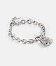 COACH®,QUILTED PADLOCK CHAIN BRACELET,Plated Brass,Silver/Black,Front View