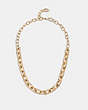 COACH®,CHUNKY SIGNATURE CHAIN LINK NECKLACE,Brass,Gold/Green,Front View