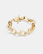 COACH®,CHUNKY SIGNATURE CHAIN LINK BRACELET,Brass,Gold/Green,Front View