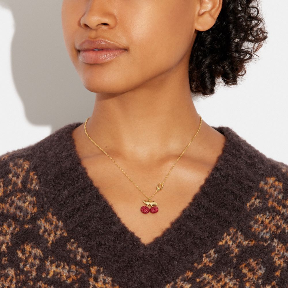 Pavé Cherry Pendant Necklace