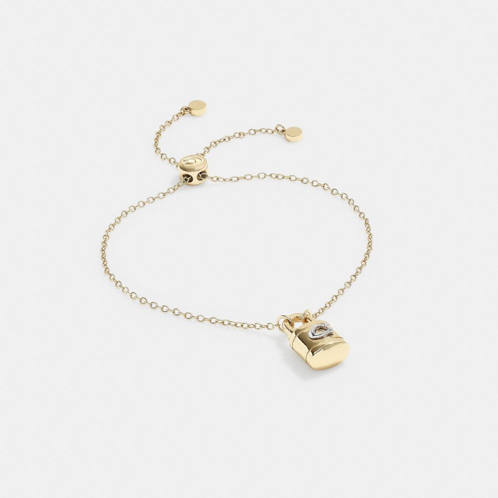 Coach Outlet Signature Padlock and Key Charm Bracelet - Yellow