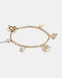 COACH®,SIGNATURE PADLOCK AND KEY CHARM BRACELET,Metal,Gold/Silver,Front View