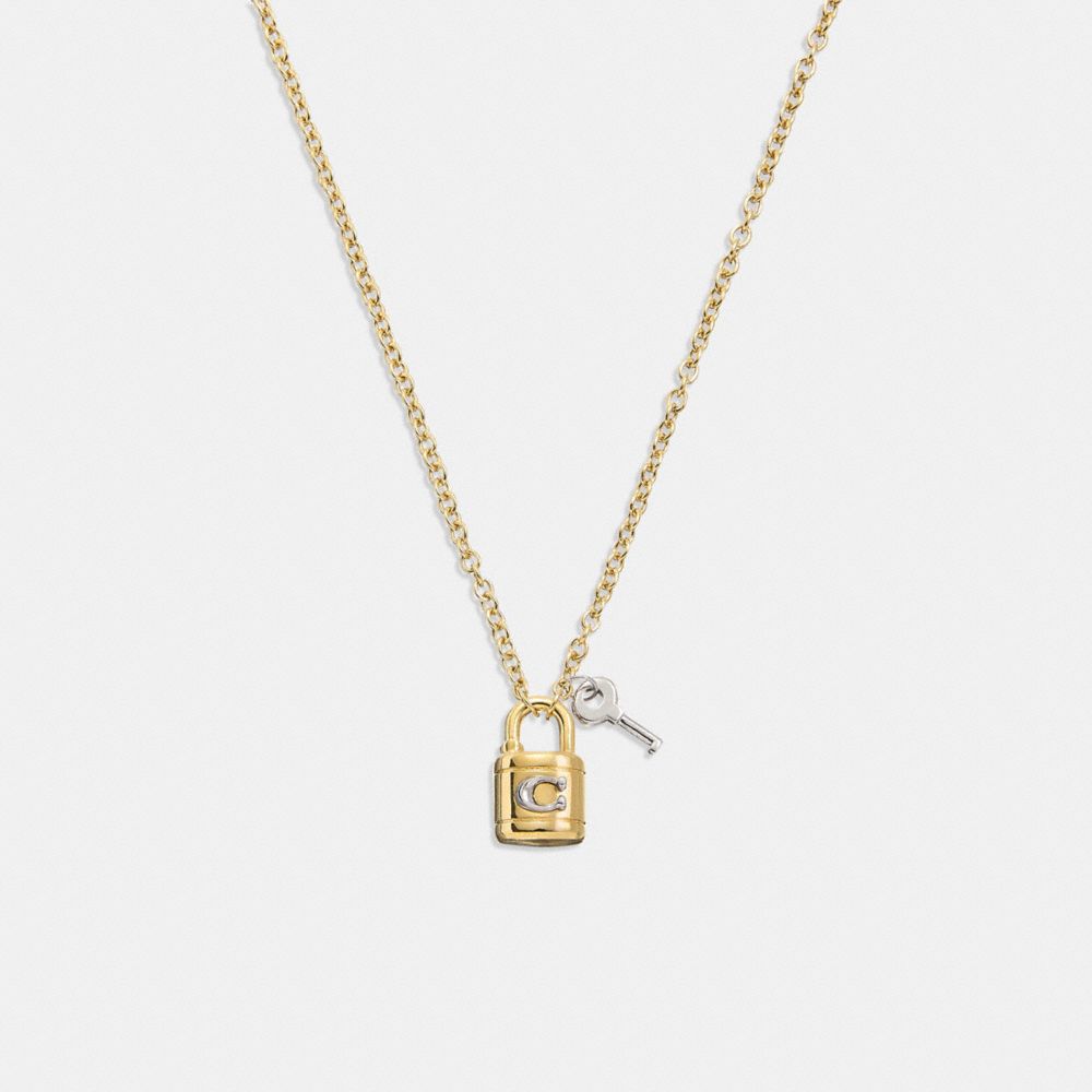 Gold Padlock Necklace - Key