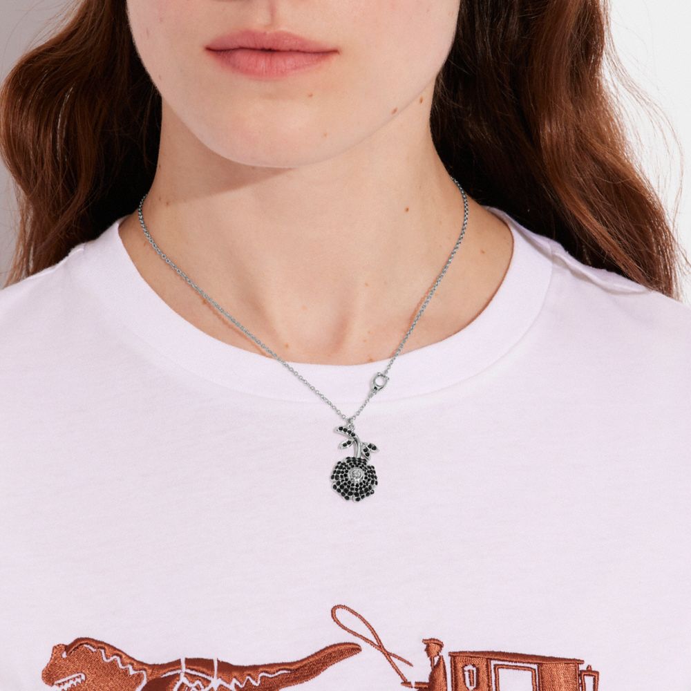 COACH®,スパークリング デイジー ネックレス,ネックレス,ｼﾙﾊﾞｰ/ﾌﾞﾗｯｸ