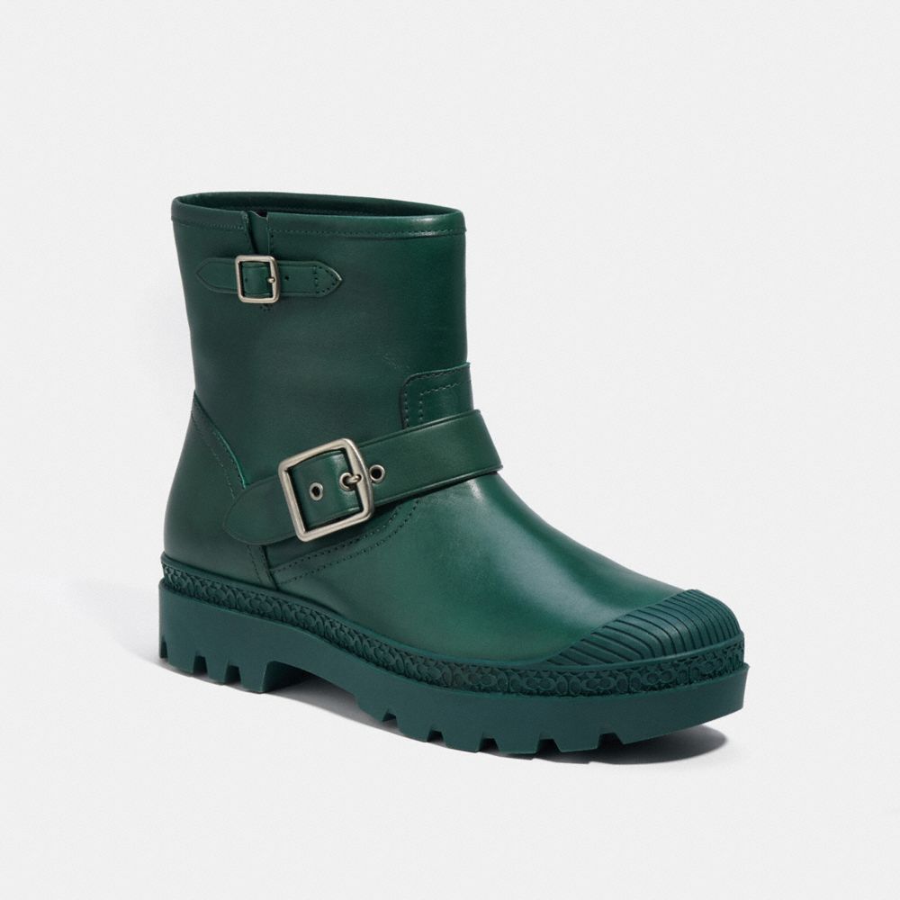 COACH®,TROOPER MOTO BOOT,Pine Green,Front View