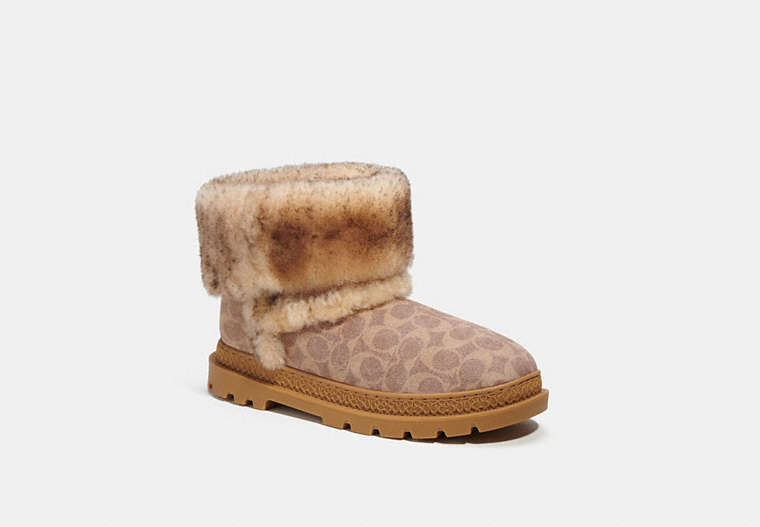 COACH®,BOOT IN SIGNATURE SHEARLING,Tan,Front View