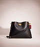 COACH®,RESTORED WILLOW SHOULDER BAG,Polished Pebble Leather,Medium,Brass/Black,Front View