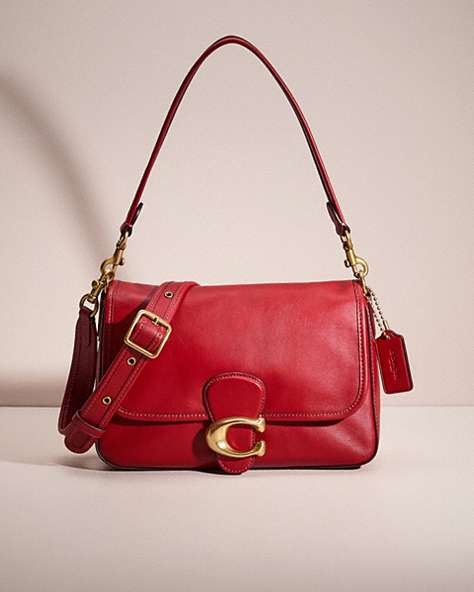 COACH®,RESTORED SOFT TABBY SHOULDER BAG,Smooth Leather,Medium,Brass/Brick Red,Front View