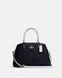 COACH®,MINI LILLIE CARRYALL IN COLORBLOCK,Crossgrain Leather,Medium,Silver/Midnight Multi,Front View